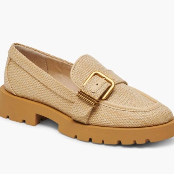 Dolce Vita- Ericka Raffia Buckle Loafer Tan Loafers, Size 8.5 - Picture 2 of 8